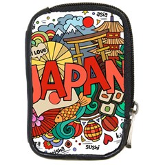 Earthquake And Tsunami Drawing Japan Illustration Compact Camera Leather Case by Vaneshart