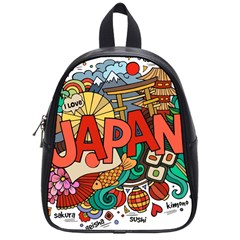 Earthquake And Tsunami Drawing Japan Illustration School Bag (small) by Vaneshart