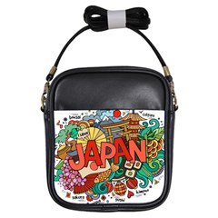 Earthquake And Tsunami Drawing Japan Illustration Girls Sling Bag by Vaneshart