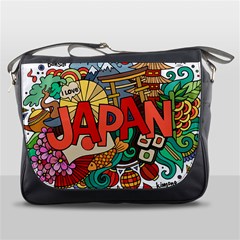 Earthquake And Tsunami Drawing Japan Illustration Messenger Bag by Vaneshart