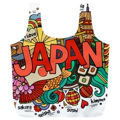 Earthquake And Tsunami Drawing Japan Illustration Full Print Recycle Bag (xl) by Vaneshart