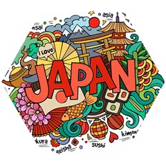 Earthquake And Tsunami Drawing Japan Illustration Wooden Puzzle Hexagon