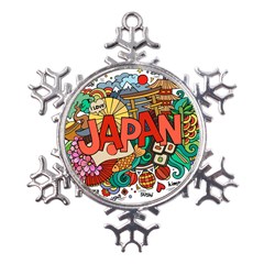 Earthquake And Tsunami Drawing Japan Illustration Metal Large Snowflake Ornament