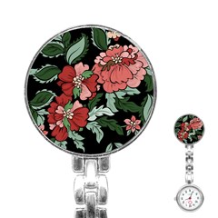 Beautiful Floral Vector Seamless Pattern Stainless Steel Nurses Watch