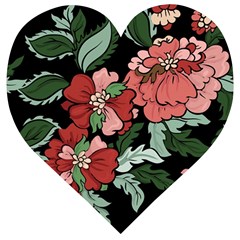 Beautiful Floral Vector Seamless Pattern Wooden Puzzle Heart