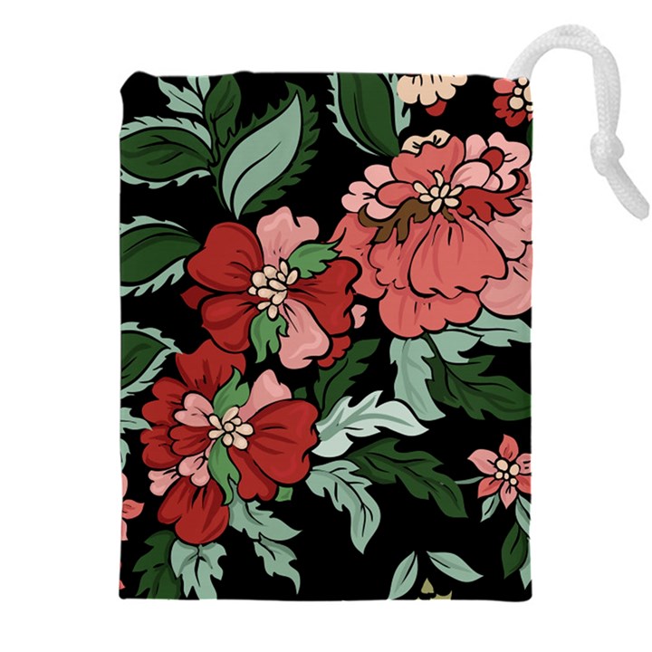 Beautiful Floral Vector Seamless Pattern Drawstring Pouch (4XL)