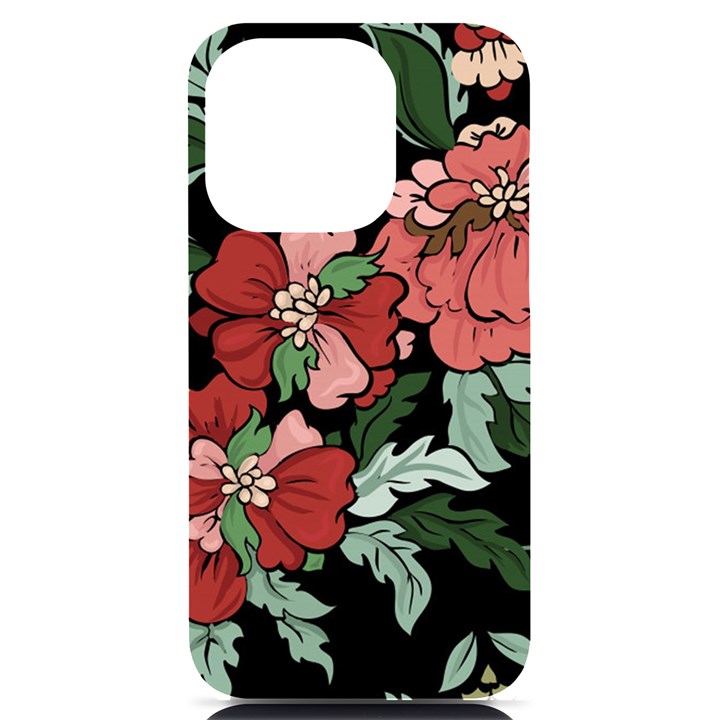 Beautiful Floral Vector Seamless Pattern iPhone 14 Pro Black UV Print Case