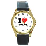 I love guava  Round Gold Metal Watch Front