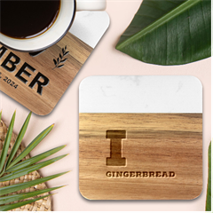 I Love Gingerbread Marble Wood Coaster (square) by ilovewhateva