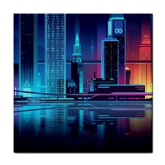 Digital Art Artwork Illustration Vector Buiding City Tile Coaster by 99art