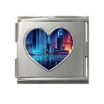 Digital Art Artwork Illustration Vector Buiding City Mega Link Heart Italian Charm (18mm) Front