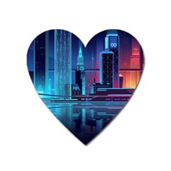 Digital Art Artwork Illustration Vector Buiding City Heart Magnet by 99art