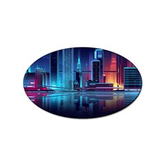 Digital Art Artwork Illustration Vector Buiding City Sticker Oval (100 Pack) by 99art