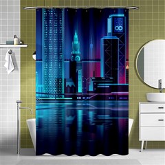 Digital Art Artwork Illustration Vector Buiding City Shower Curtain 48  X 72  (small)  by 99art