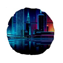 Digital Art Artwork Illustration Vector Buiding City Standard 15  Premium Round Cushions by 99art