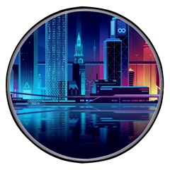 Digital Art Artwork Illustration Vector Buiding City Wireless Fast Charger(black) by 99art