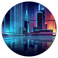 Digital Art Artwork Illustration Vector Buiding City Round Trivet by 99art