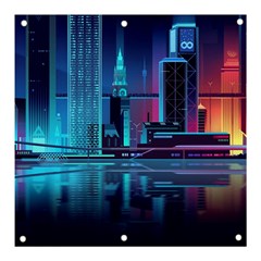 Digital Art Artwork Illustration Vector Buiding City Banner And Sign 3  X 3  by 99art