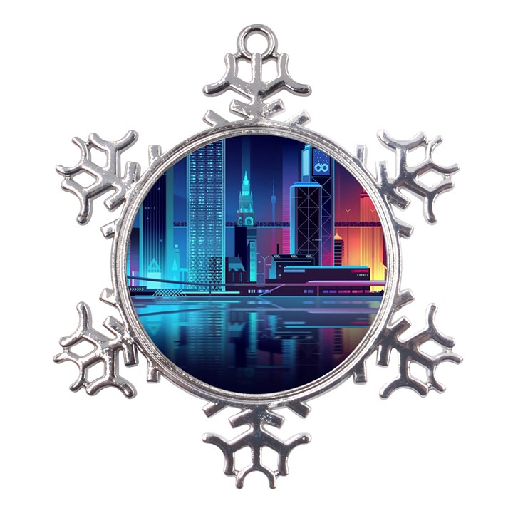 Digital Art Artwork Illustration Vector Buiding City Metal Large Snowflake Ornament