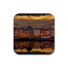 Old Port Of Maasslui Netherlands Rubber Coaster (square) by 99art