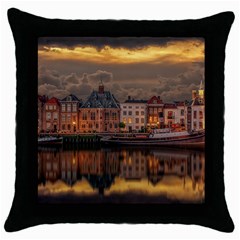 Old Port Of Maasslui Netherlands Throw Pillow Case (black) by 99art