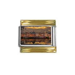 Old Port Of Maasslui Netherlands Gold Trim Italian Charm (9mm) by 99art