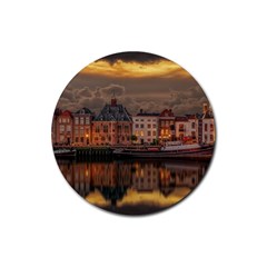 Old Port Of Maasslui Netherlands Rubber Coaster (round) by 99art