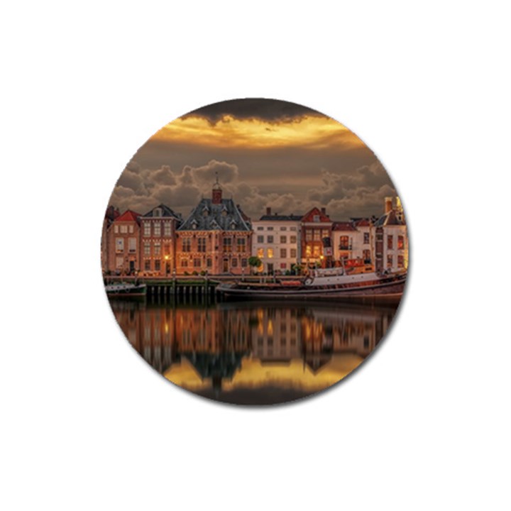 Old Port Of Maasslui Netherlands Magnet 3  (Round)