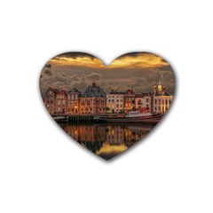 Old Port Of Maasslui Netherlands Rubber Heart Coaster (4 Pack) by 99art