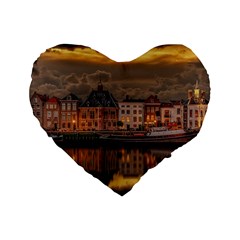 Old Port Of Maasslui Netherlands Standard 16  Premium Heart Shape Cushions by 99art