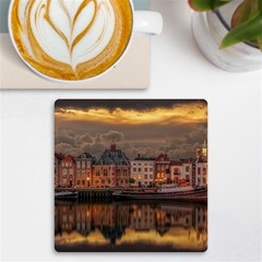 Old Port Of Maasslui Netherlands Uv Print Square Tile Coaster  by 99art