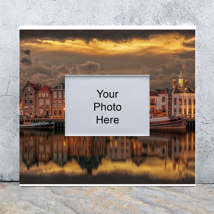 Old Port Of Maasslui Netherlands White Wall Photo Frame 5  x 7 