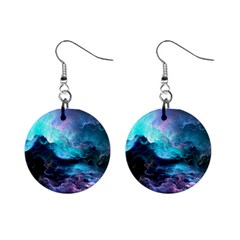 Abstract Graphics Nebula Psychedelic Space Mini Button Earrings