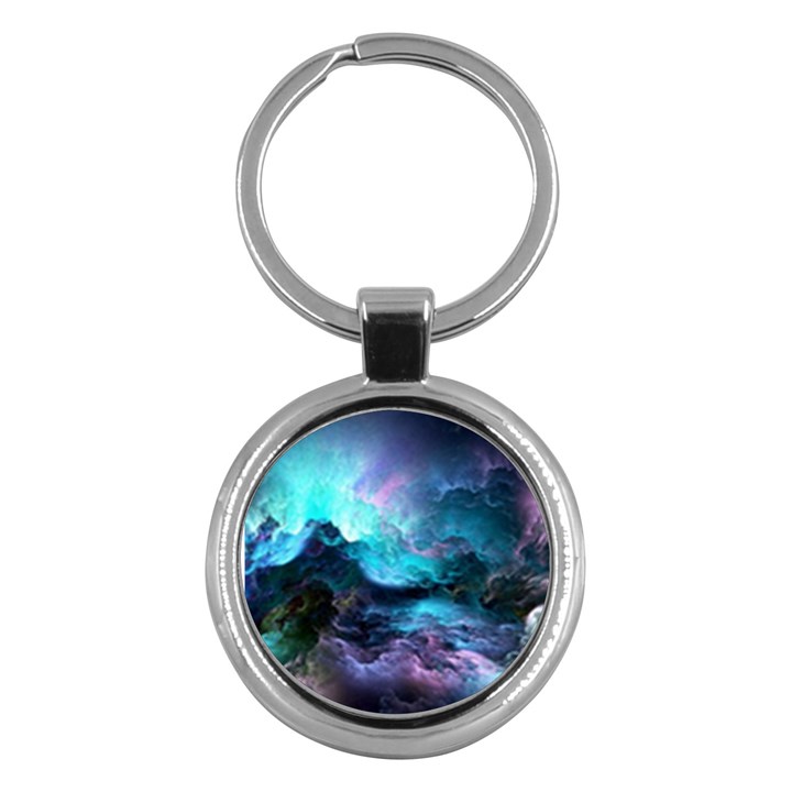 Abstract Graphics Nebula Psychedelic Space Key Chain (Round)