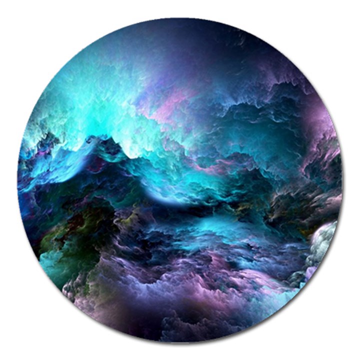 Abstract Graphics Nebula Psychedelic Space Magnet 5  (Round)