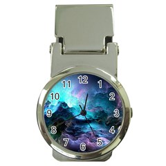 Abstract Graphics Nebula Psychedelic Space Money Clip Watches