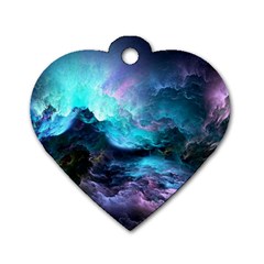 Abstract Graphics Nebula Psychedelic Space Dog Tag Heart (One Side)