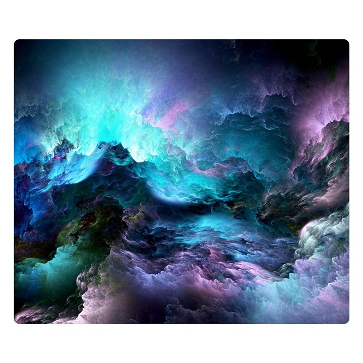 Abstract Graphics Nebula Psychedelic Space Two Sides Premium Plush Fleece Blanket (Small)