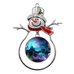 Abstract Graphics Nebula Psychedelic Space Metal Snowman Ornament