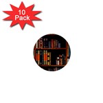 Assorted Title Of Books Piled In The Shelves Assorted Book Lot Inside The Wooden Shelf 1  Mini Buttons (10 pack)  Front