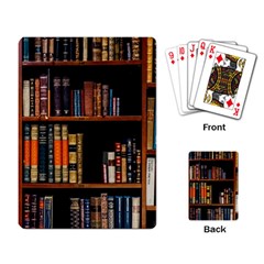 Assorted Title Of Books Piled In The Shelves Assorted Book Lot Inside The Wooden Shelf Playing Cards Single Design (Rectangle)