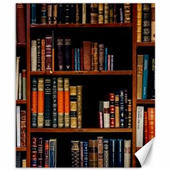 Assorted Title Of Books Piled In The Shelves Assorted Book Lot Inside The Wooden Shelf Canvas 20  x 24 