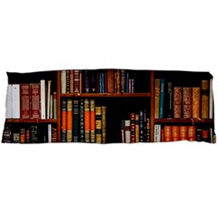 Assorted Title Of Books Piled In The Shelves Assorted Book Lot Inside The Wooden Shelf Body Pillow Case (dakimakura) by 99art