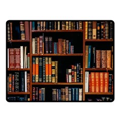 Assorted Title Of Books Piled In The Shelves Assorted Book Lot Inside The Wooden Shelf Two Sides Fleece Blanket (small) by 99art