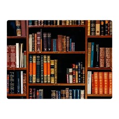 Assorted Title Of Books Piled In The Shelves Assorted Book Lot Inside The Wooden Shelf Two Sides Premium Plush Fleece Blanket (mini) by 99art