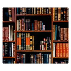 Assorted Title Of Books Piled In The Shelves Assorted Book Lot Inside The Wooden Shelf Two Sides Premium Plush Fleece Blanket (small) by 99art