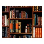 Assorted Title Of Books Piled In The Shelves Assorted Book Lot Inside The Wooden Shelf Two Sides Premium Plush Fleece Blanket (Large) 80 x60  Blanket Front