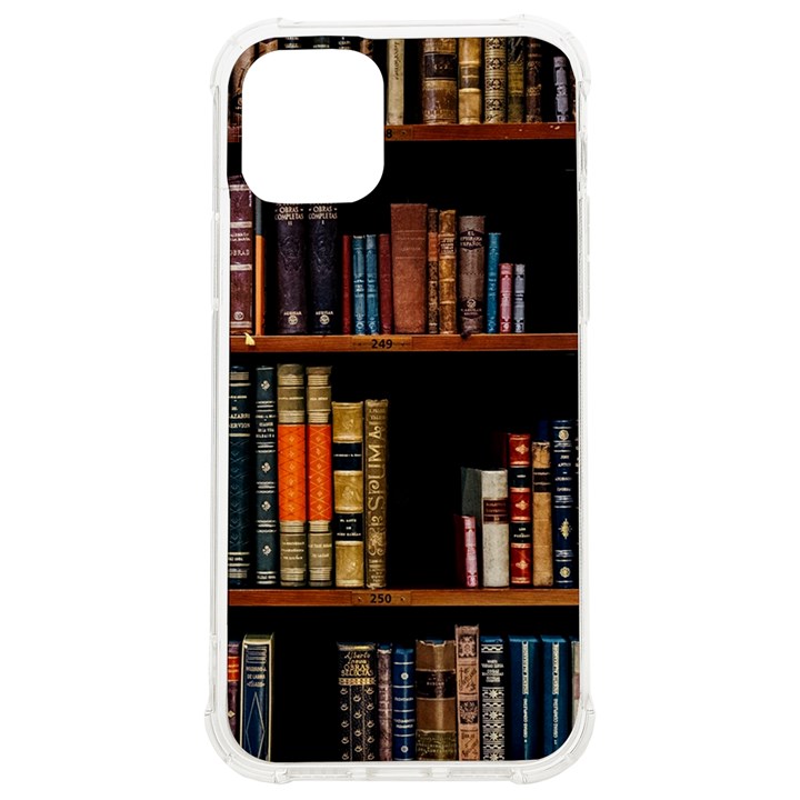 Assorted Title Of Books Piled In The Shelves Assorted Book Lot Inside The Wooden Shelf iPhone 12/12 Pro TPU UV Print Case