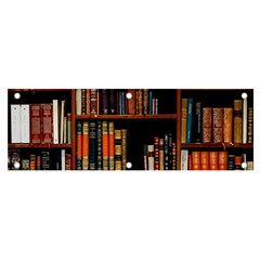 Assorted Title Of Books Piled In The Shelves Assorted Book Lot Inside The Wooden Shelf Banner And Sign 6  X 2  by 99art