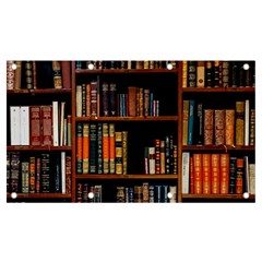 Assorted Title Of Books Piled In The Shelves Assorted Book Lot Inside The Wooden Shelf Banner And Sign 7  X 4  by 99art